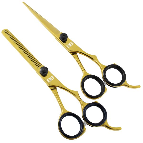 Aurum Gold Hair Scissors Kit – 6.5″ Cutting + Thinning (420C Steel for Home & Salon Use) - Image 2